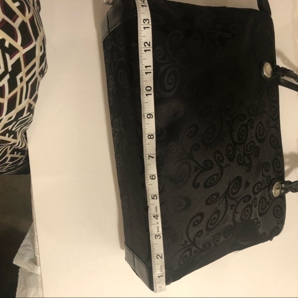 Brighton black fabric and leather tote bag zipper - Picture 9 of 10